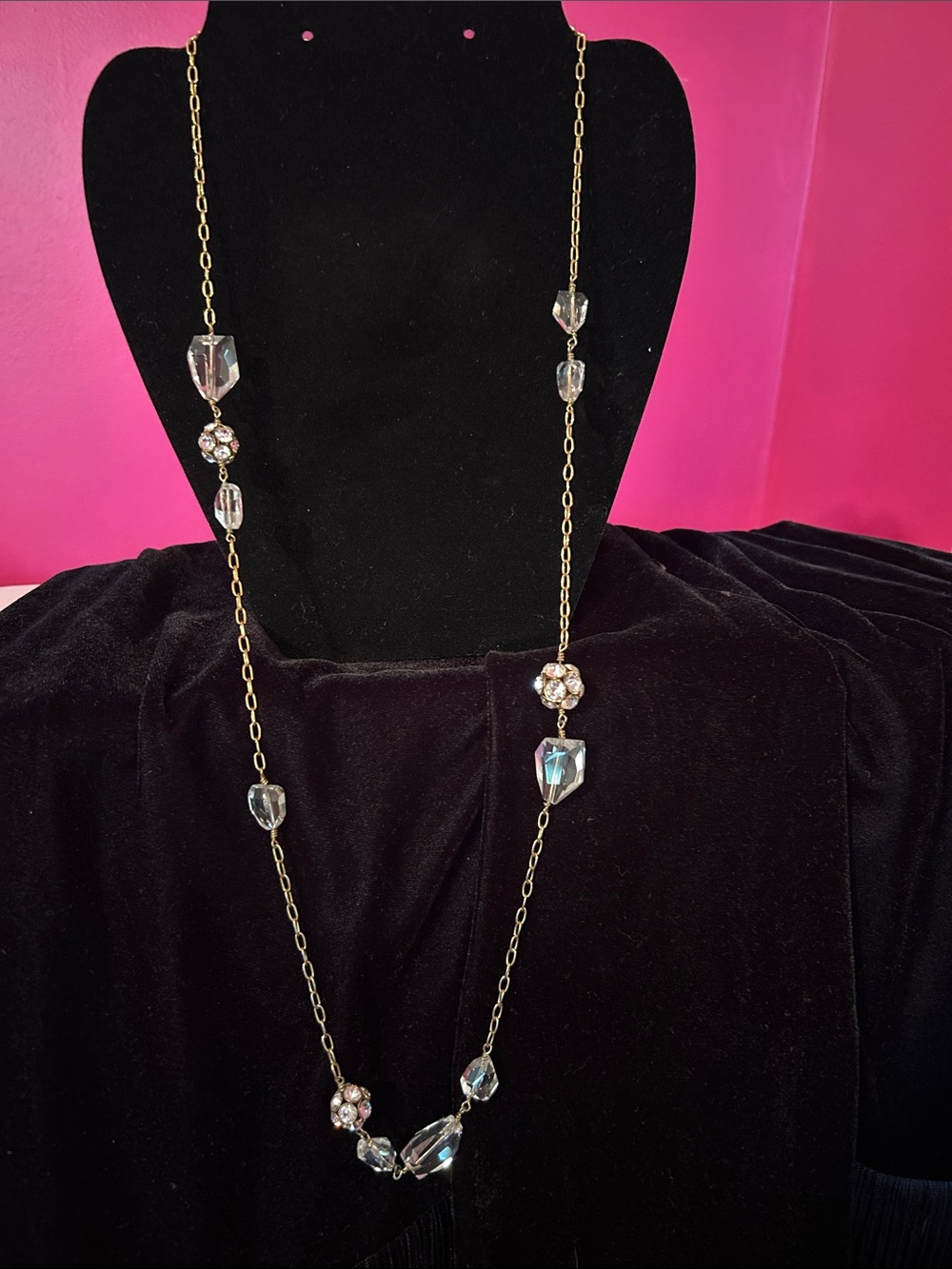 J.Crew Rhinestone /Clear Crystal Long Necklace -
